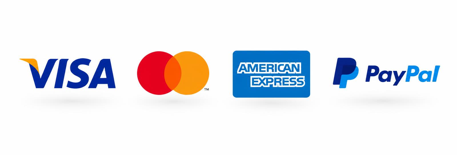 Métodos de pago aceptados: Visa, Mastercard, American Express y PayPal