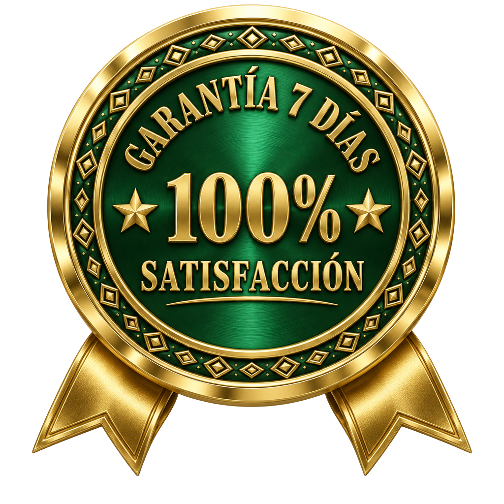 Sello de garantía de satisfacción: 100 % de devolución en 7 días